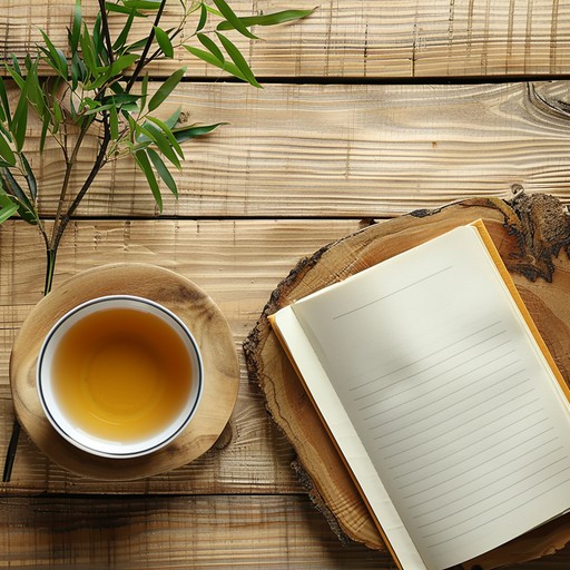 Evening journal and warm herbal tea on wooden table